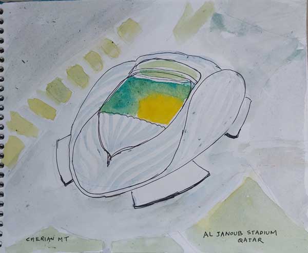 sketch of Al-Janoub Stadium qatar fifa football world cup 2022