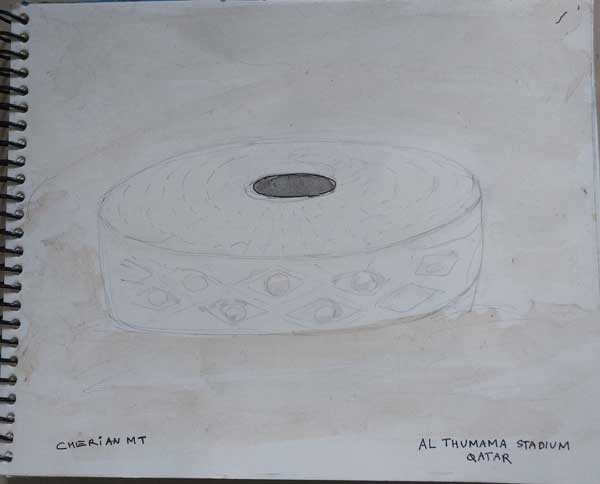 sketch of Al Thumama Stadium qatar football  fifa world cup 2022